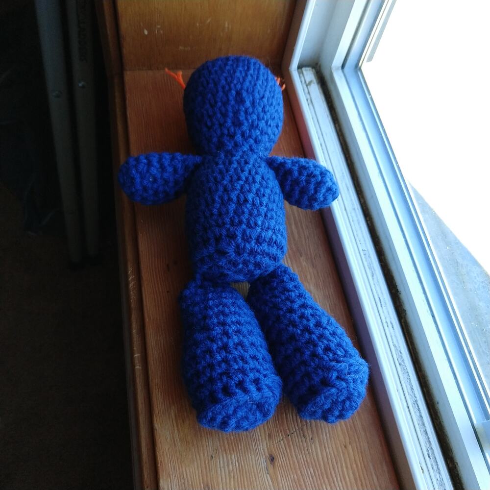 Blue Alien Amigurumi Doll Orange Eye antennae handmade crochet New ready to ship - Picture 6 of 11